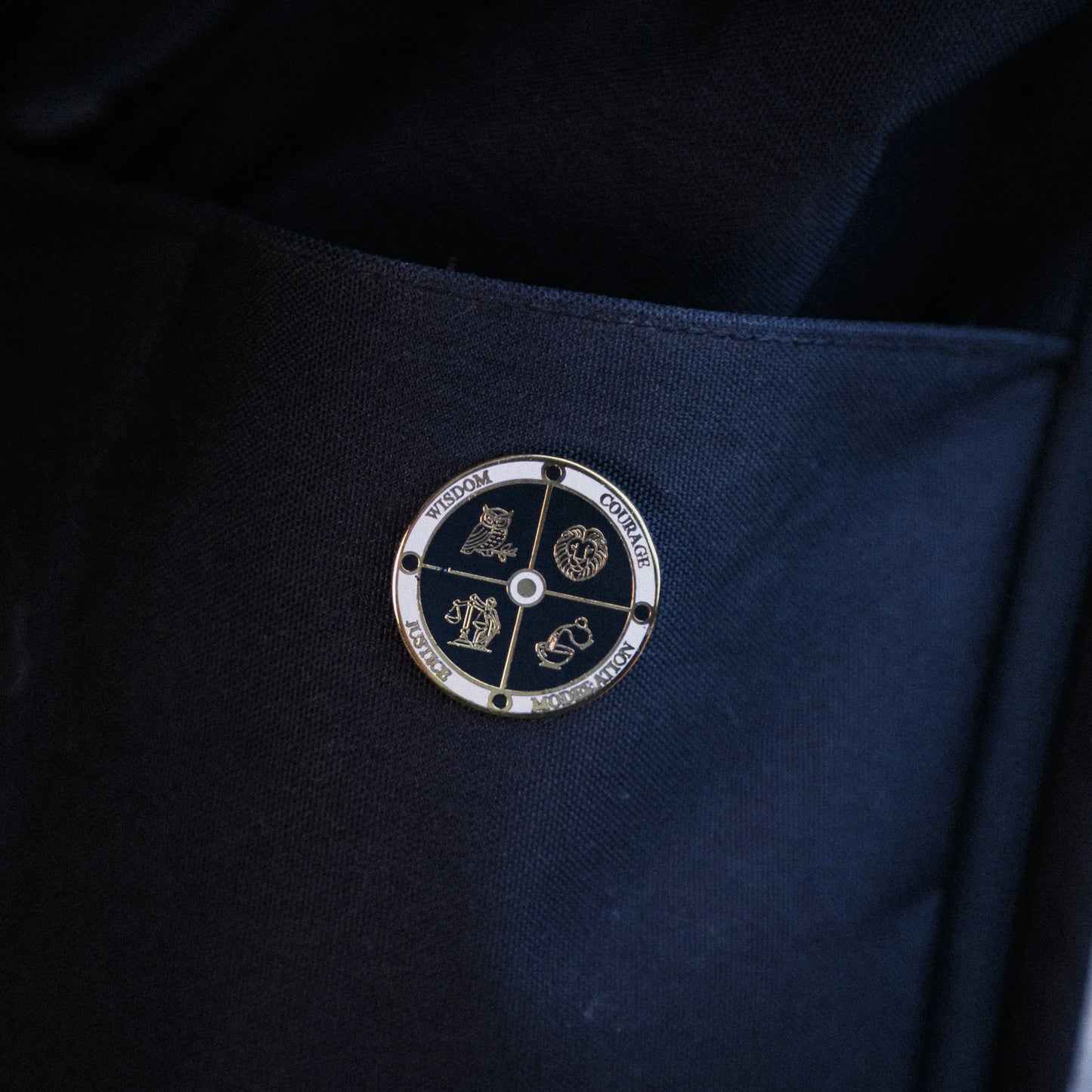 Four Stoic Virtues Enamel Pin – Cardinal Virtues Symbol Signum