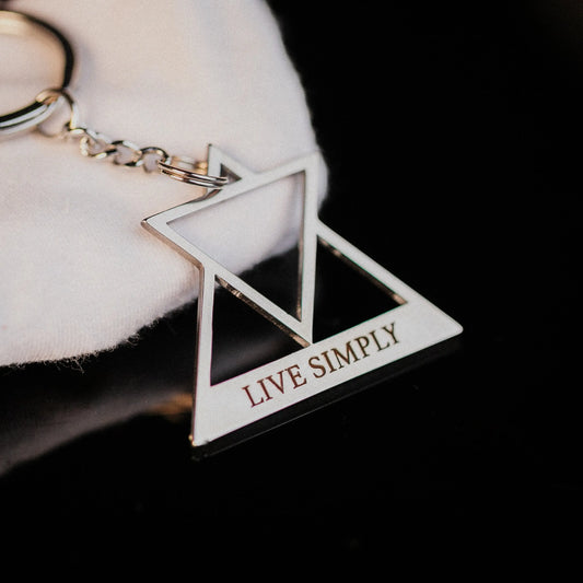 Live Simply Think Deeply Keychain – Simplicity Triangle Signum