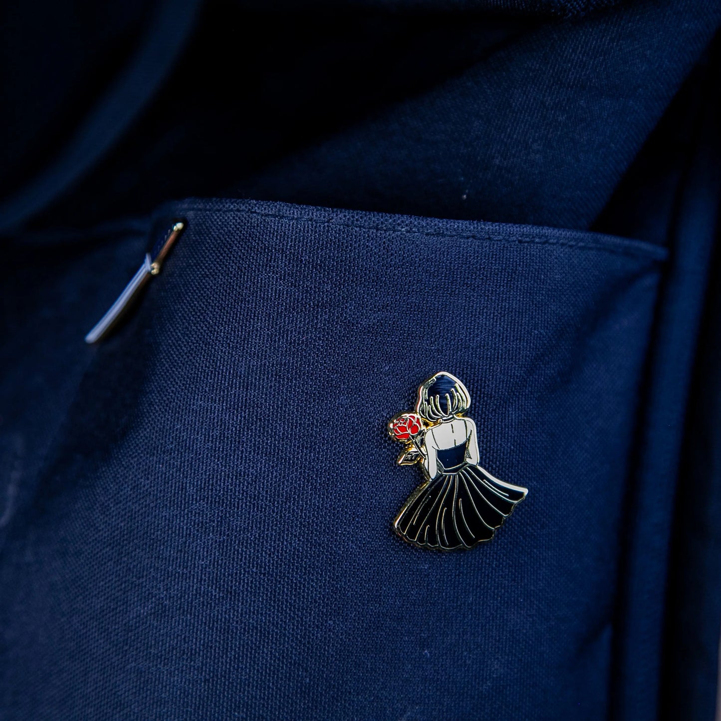 Anime Girl with Rose Enamel Pin Signum