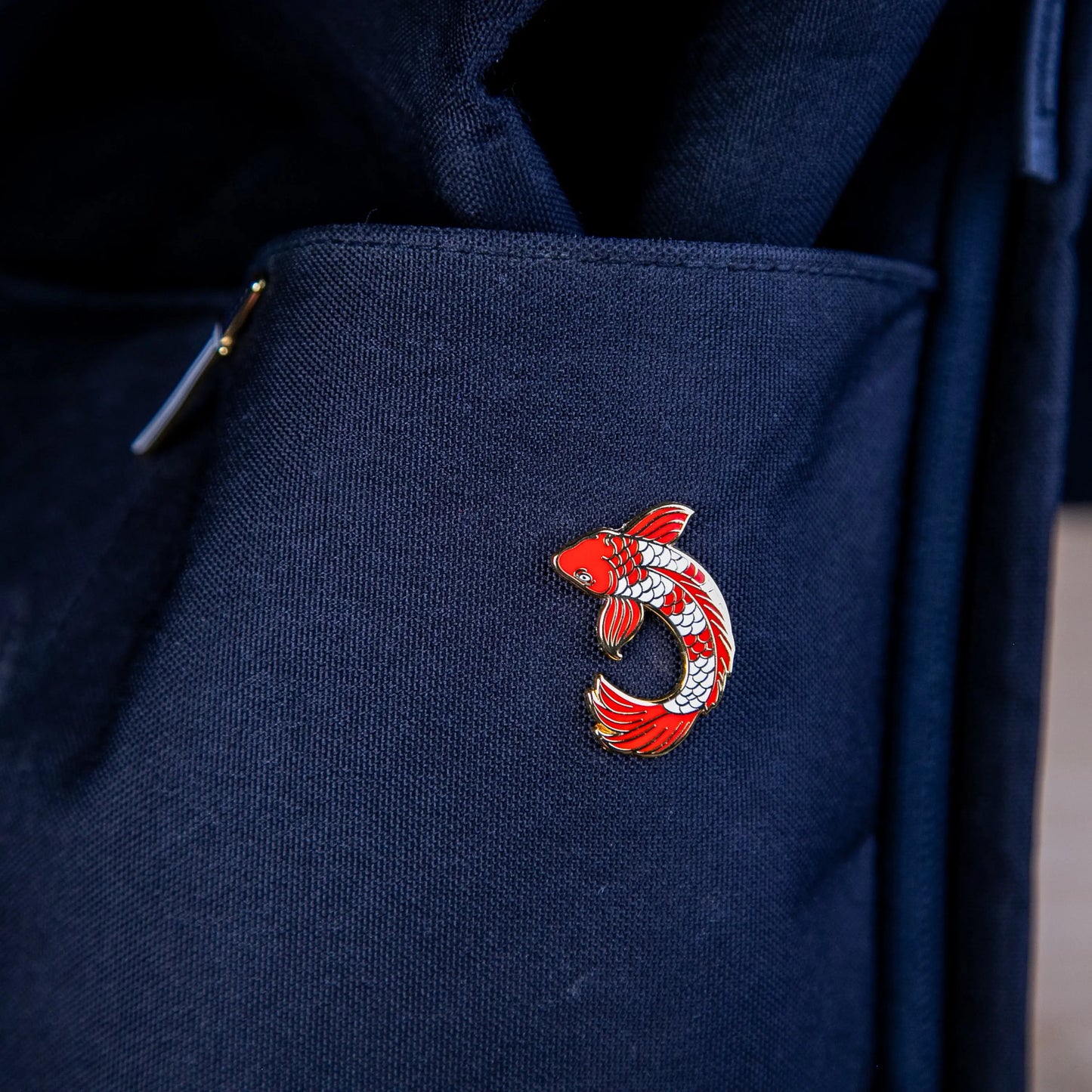 Swimming Koi Fish Enamel Pin - Classic Kohaku Design Signum