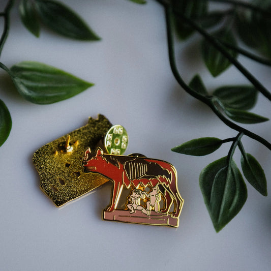 Capitoline Wolf Enamel Pin – Romulus and Remus Signum