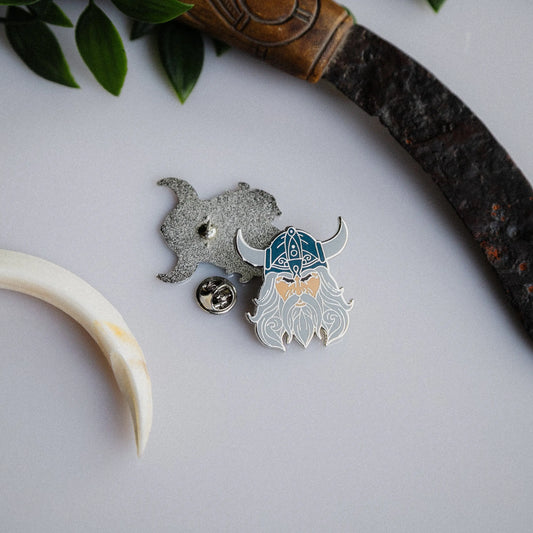 Viking Warrior Enamel Pin – Helmet & Long Beard Signum