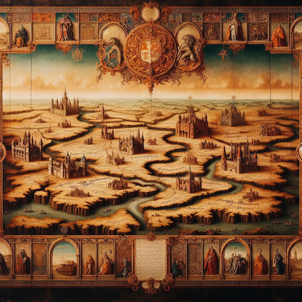 Artistic vintage-style historic map highlighting the fragmented German states within the Holy Roman Empire in 1776, with detailed borders and heraldic symbols.