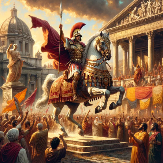 Roman general's triumphal entry into ancient Rome