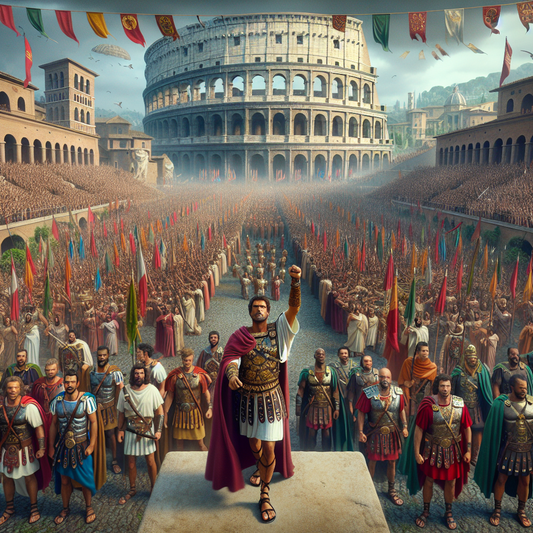 Roman general returning home from battle in a triumphal procession.