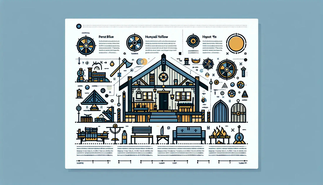 Viking house interior with traditional nordic design and authentic viking artifacts in minimalist vector style on white background with calm layout