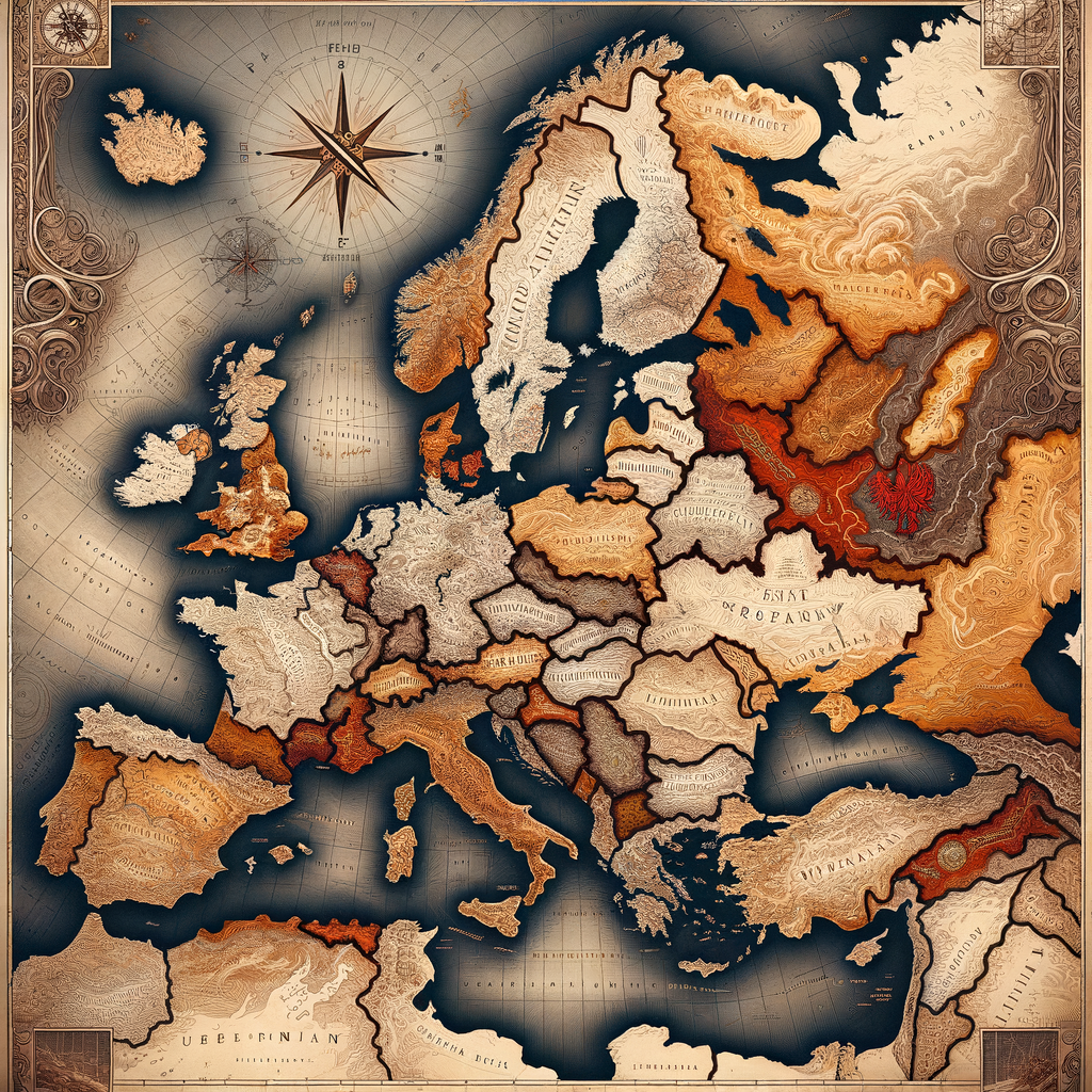 A historical map depicting the post-WWII border changes in Europe, focusing on Prussian territories within Germany and Poland, styled like a 1960s epic film.