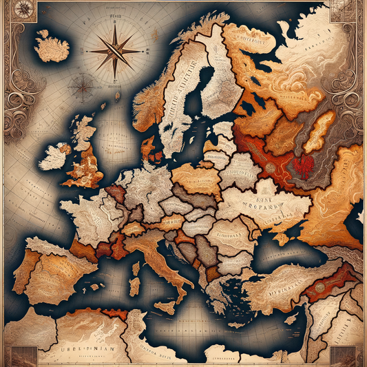 A historical map depicting the post-WWII border changes in Europe, focusing on Prussian territories within Germany and Poland, styled like a 1960s epic film.