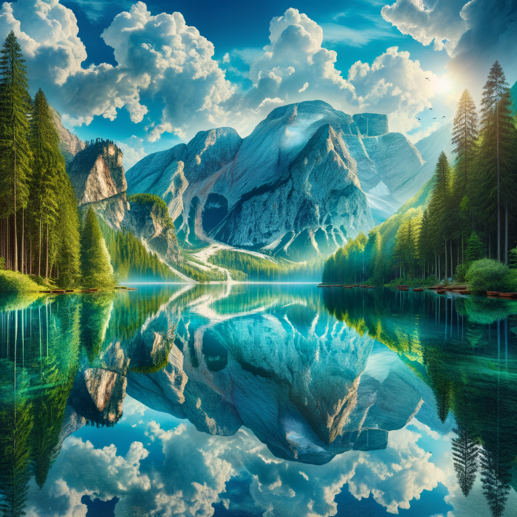 A peaceful view of a lake and mountains with clear skies.