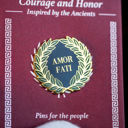 Roman Enamel Pin – Amor Fati – Stoic Laurel Wreath Signum