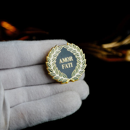 Roman Enamel Pin – Amor Fati – Stoic Laurel Wreath Signum