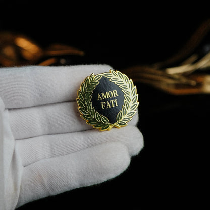 Roman Enamel Pin – Amor Fati – Stoic Laurel Wreath Signum