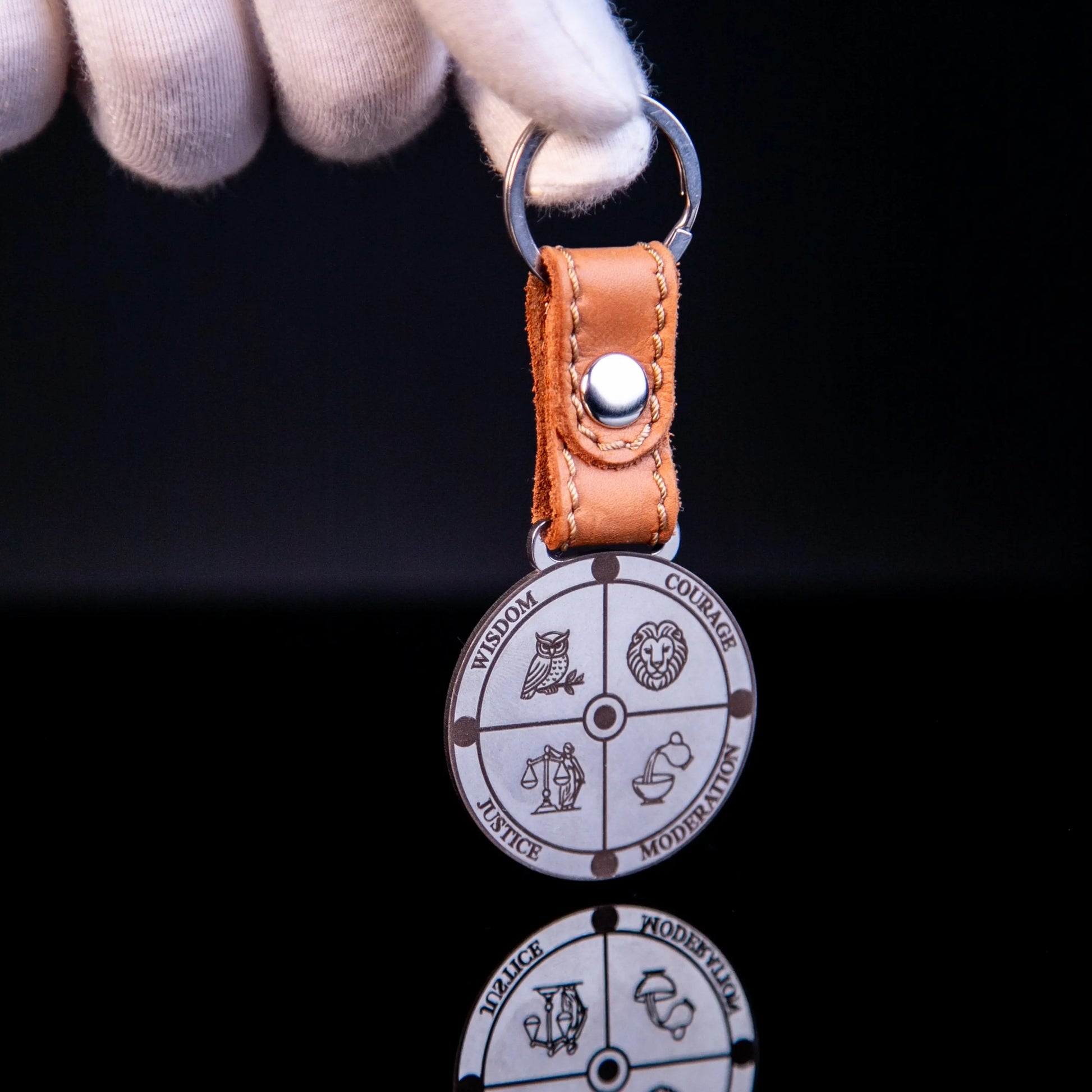 Four Stoic Virtues Keychain – Wisdom, Courage, Justice, Temperance Signum