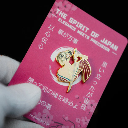 Tattooed Samurai Enamel Pin – Original Katana Design Signum