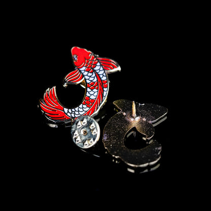 Swimming Koi Fish Enamel Pin - Classic Kohaku Design Signum