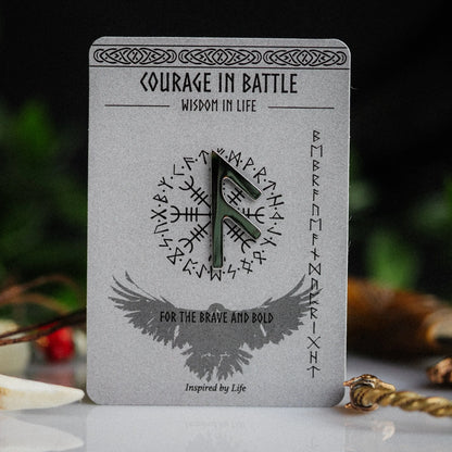 Rune Fehu Enamel Pin – Wealth, Power & Prosperity Signum