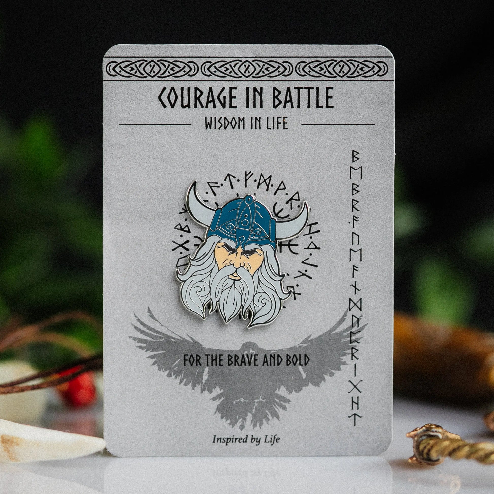 Viking Warrior Enamel Pin – Helmet & Long Beard Signum
