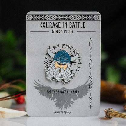 Viking Warrior Enamel Pin – Helmet & Long Beard Signum