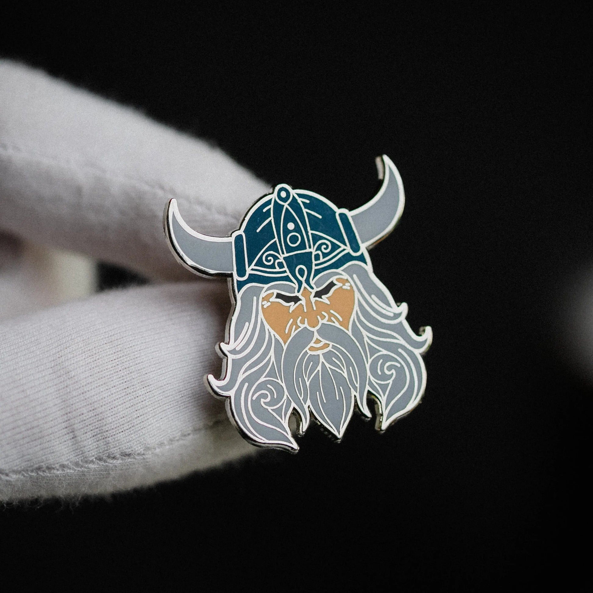 Viking Warrior Enamel Pin – Helmet & Long Beard Signum